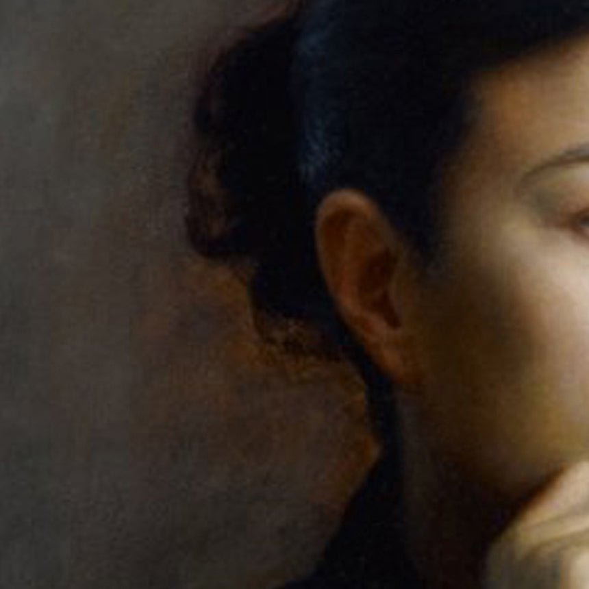 Commission a portrait artist, original oil painting for sale "Portrait of a Seated Woman" by Marcus Callum portrait artist UK