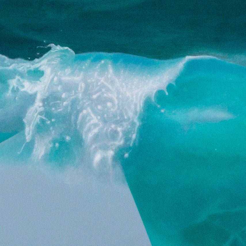Large oval shaped original abstract painting for sale The Wave by artist Marcus Callum