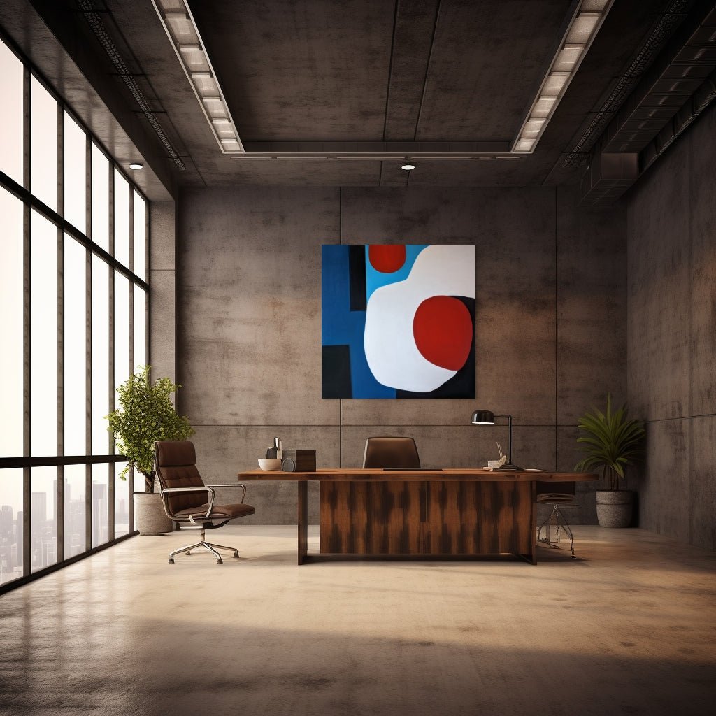 Abstract painting by award winning UK artist Marcus Callum in an office setting